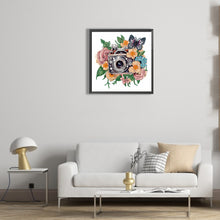 Load image into Gallery viewer, Diamond Painting - Partial Special Shaped - butterfly flower nostalgic camera (30*30CM)
