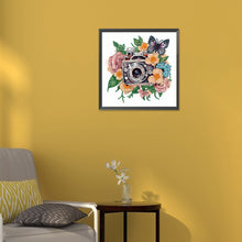 Load image into Gallery viewer, Diamond Painting - Partial Special Shaped - butterfly flower nostalgic camera (30*30CM)
