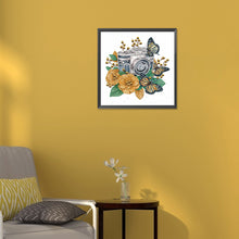 Load image into Gallery viewer, Diamond Painting - Partial Special Shaped - butterfly flower nostalgic camera (30*30CM)
