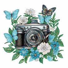 Load image into Gallery viewer, Diamond Painting - Partial Special Shaped - butterfly flower nostalgic camera (30*30CM)
