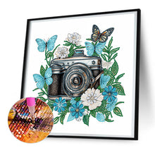 Load image into Gallery viewer, Diamond Painting - Partial Special Shaped - butterfly flower nostalgic camera (30*30CM)
