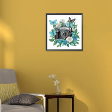 Load image into Gallery viewer, Diamond Painting - Partial Special Shaped - butterfly flower nostalgic camera (30*30CM)
