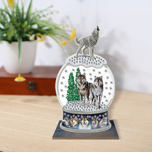 Load image into Gallery viewer, DIY Desk Diamonds Wooden Diamonds Painting Tabletop Ornament (Howl of a Wolf)
