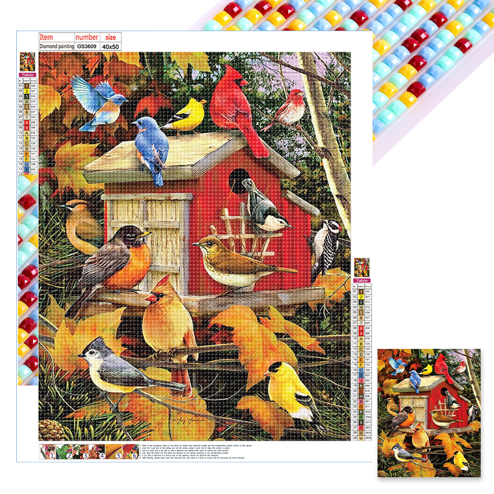 Diamond Painting - Full Square - Tree House Birds (40*50CM)