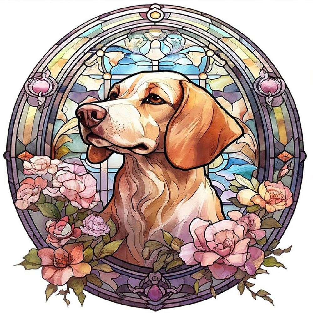 Diamond Painting - Full Round - dog under window sill (30*30CM)