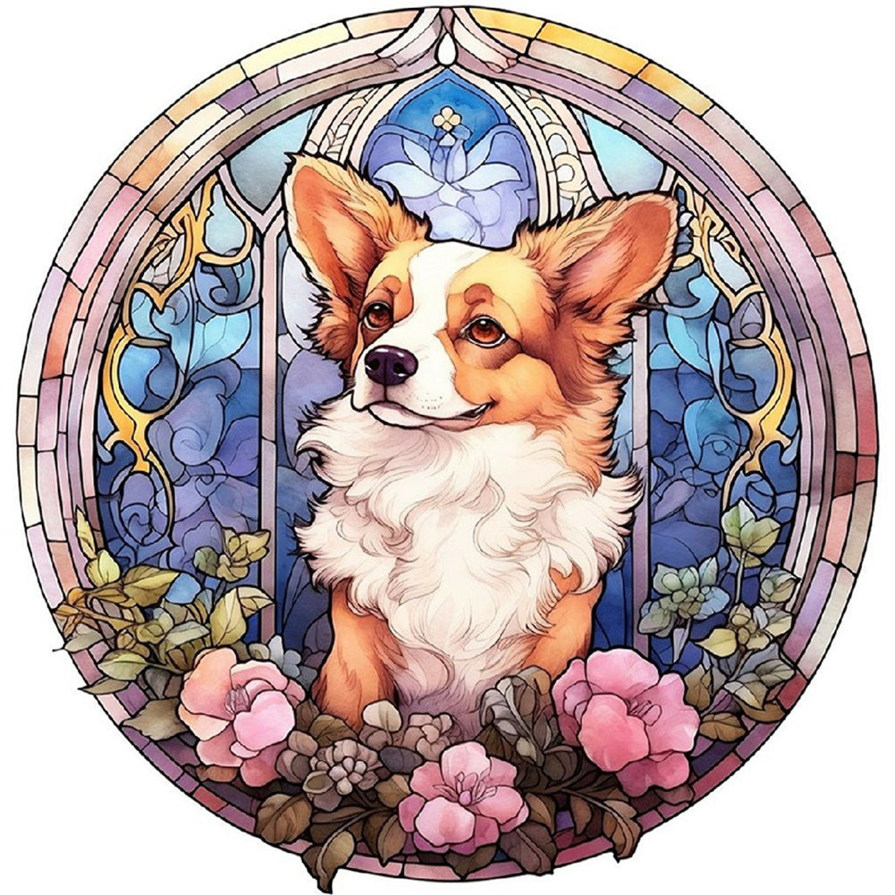 Diamond Painting - Full Round - dog under window sill (30*30CM)