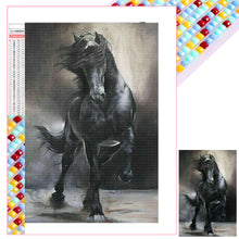 Load image into Gallery viewer, Diamond Painting - Full Square - black and white galloping horse (40*60CM)
