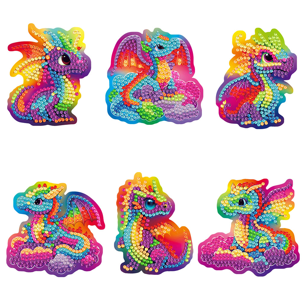 DIY Refrigerator Stickers Owl Round Diamond Sticker (Rainbow Pterodactyl)