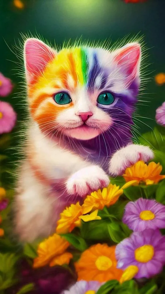 AB Diamond Painting - Full Round - Rainbow Cat (40*70cm)