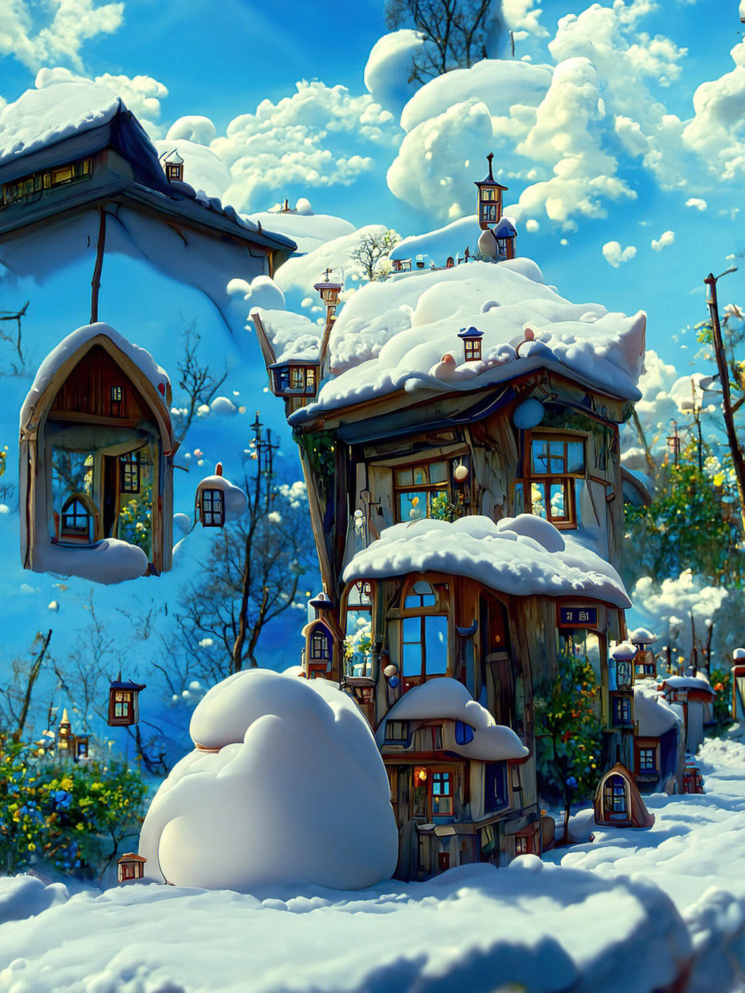 AB Diamond Painting - Full Round - Snow House (40*53cm)