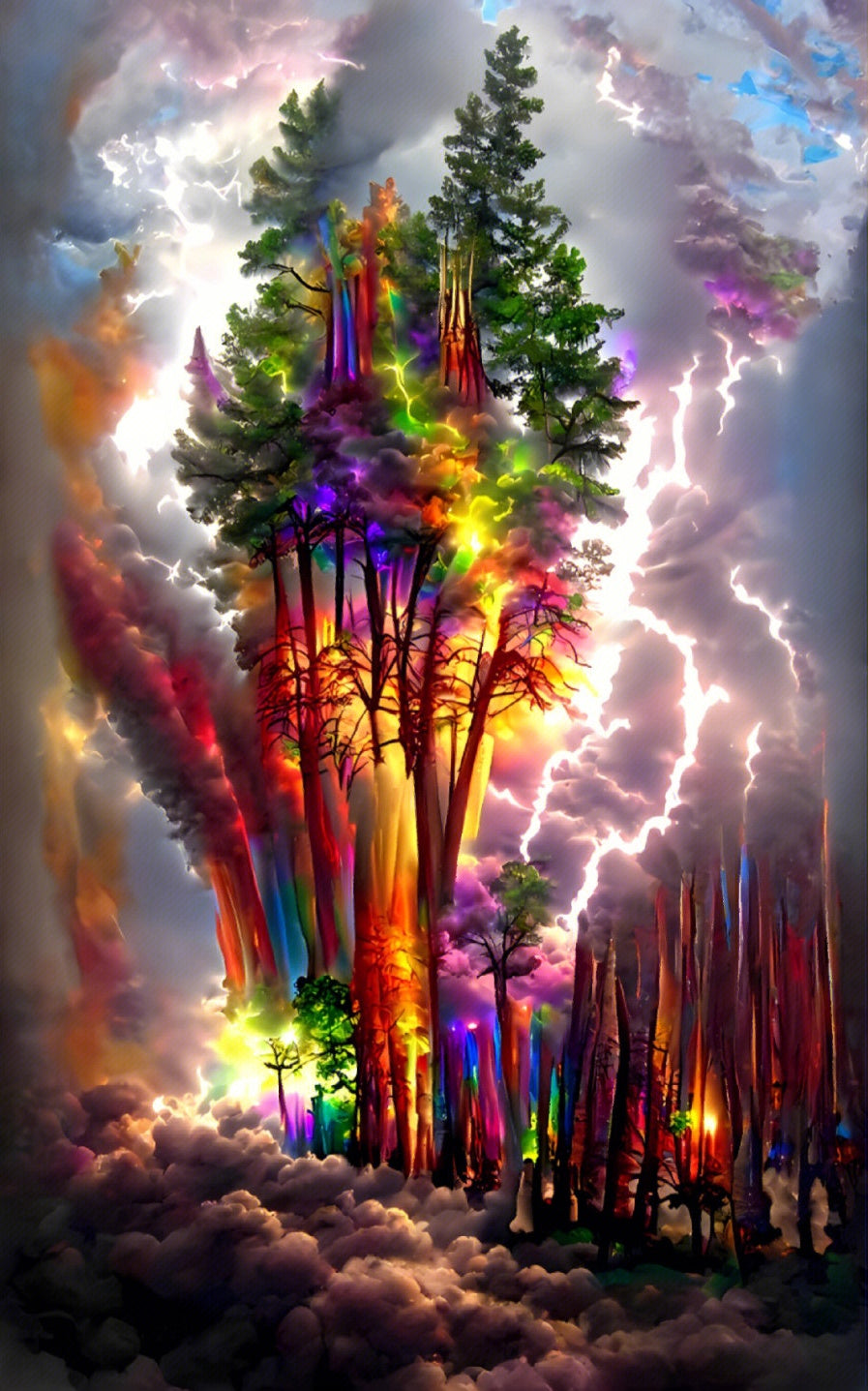 AB Diamond Painting - Full Round - Color Tree Lightning (50*80cm)