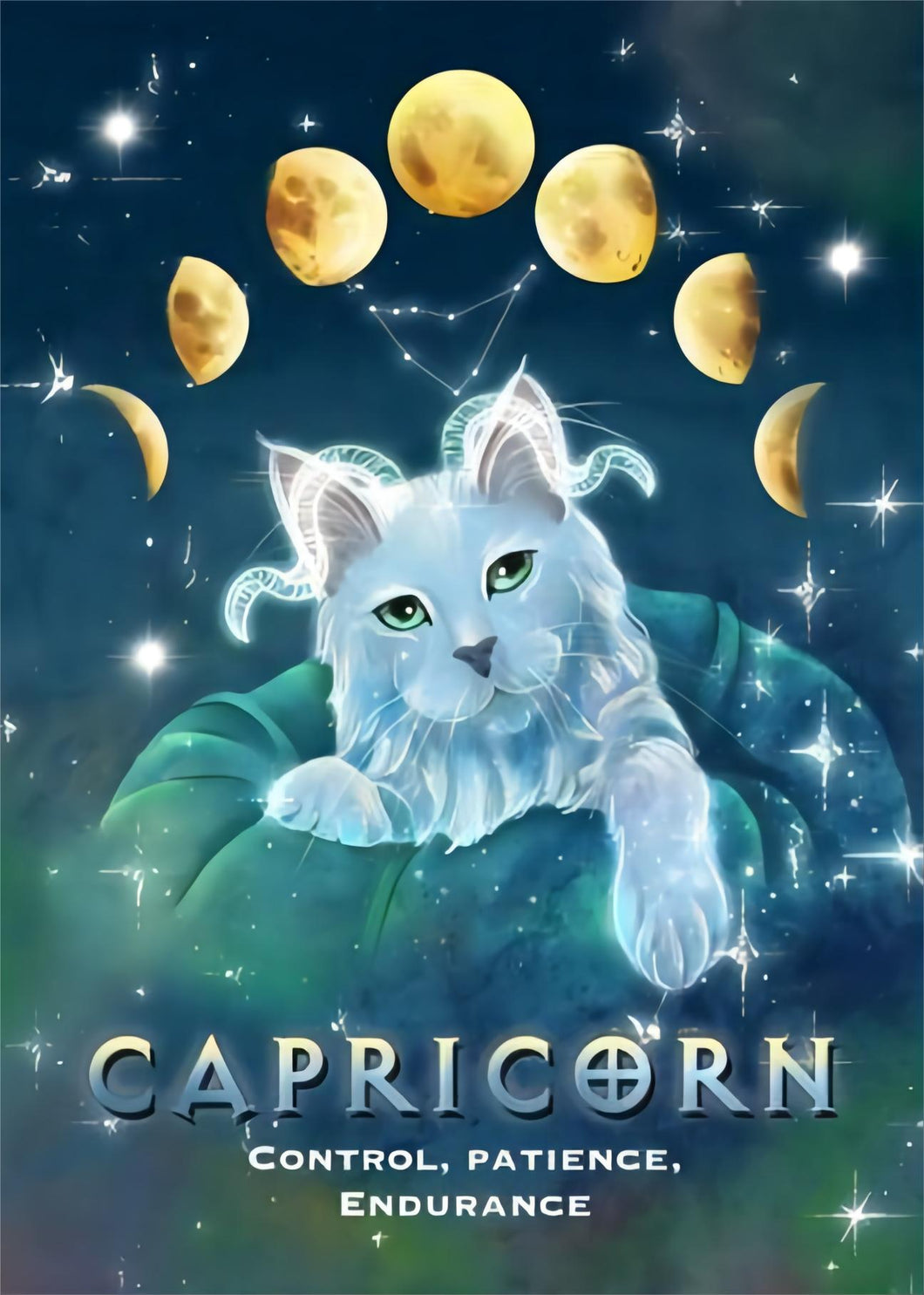 Diamond Painting - Full Round - Cosmic Capricorn Zodiac Cat (30*40CM)