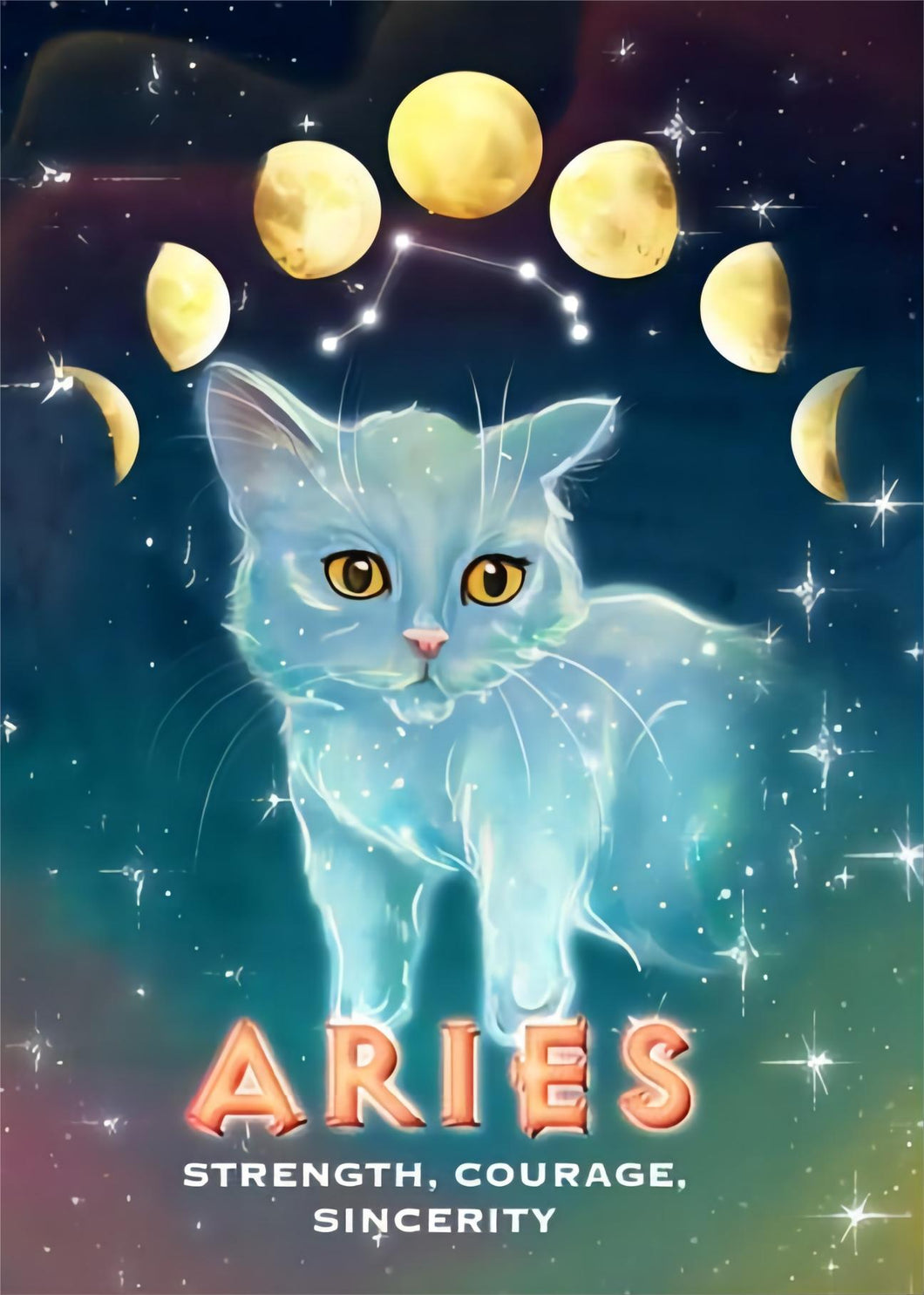 Diamond Painting - Full Round - Cosmic Aries Zodiac Cat (30*40CM)