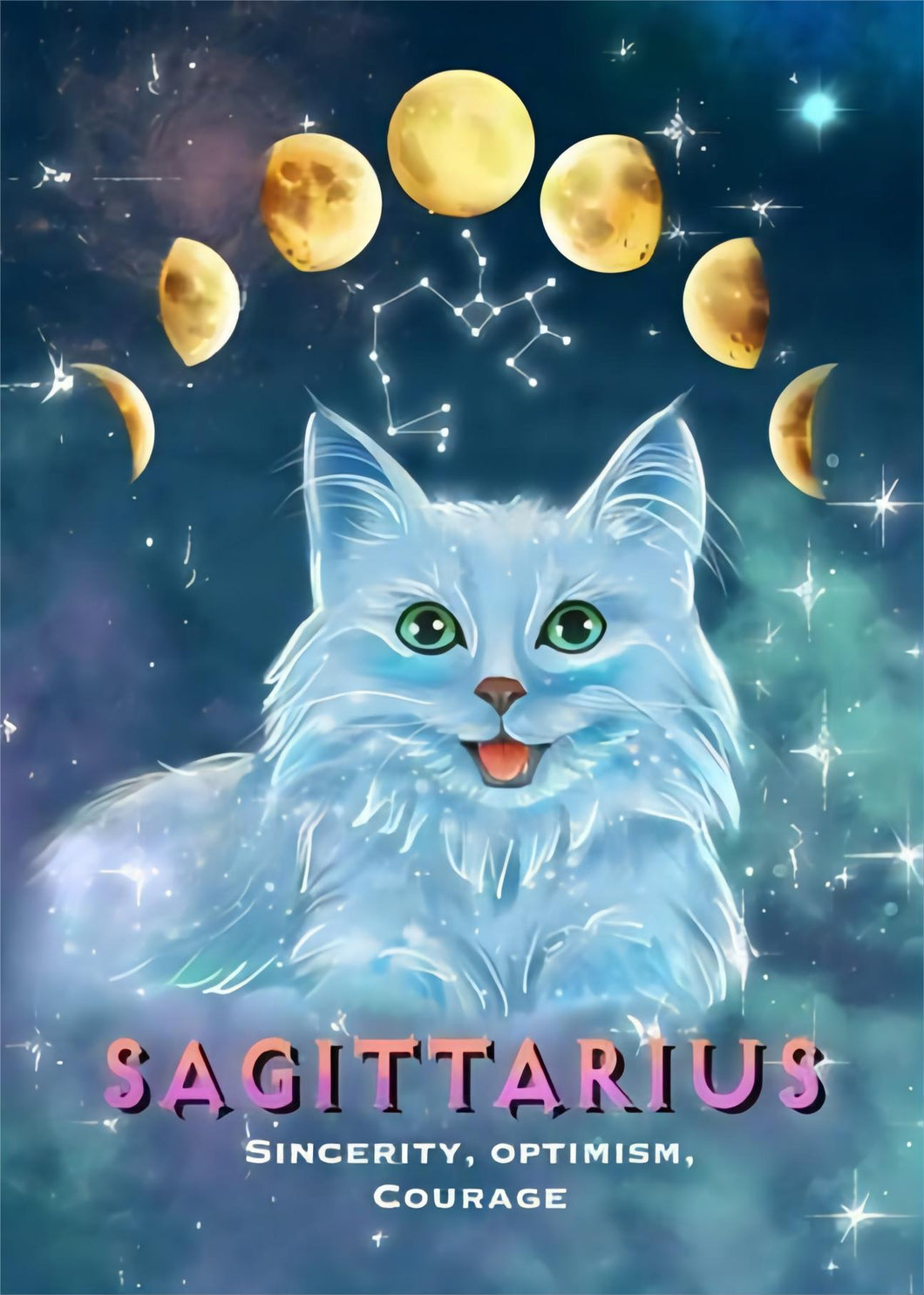 Diamond Painting - Full Round - Cosmic Sagittarius Zodiac Cat (30*40CM)