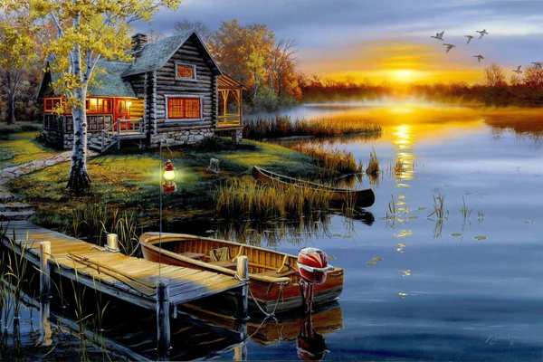 AB Diamond Painting - Full Round - Scenery House (50*70cm)
