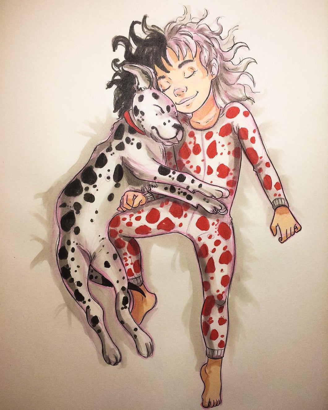 AB Diamond Painting - Full Round - Little boy with his spotted dog (40*50cm)