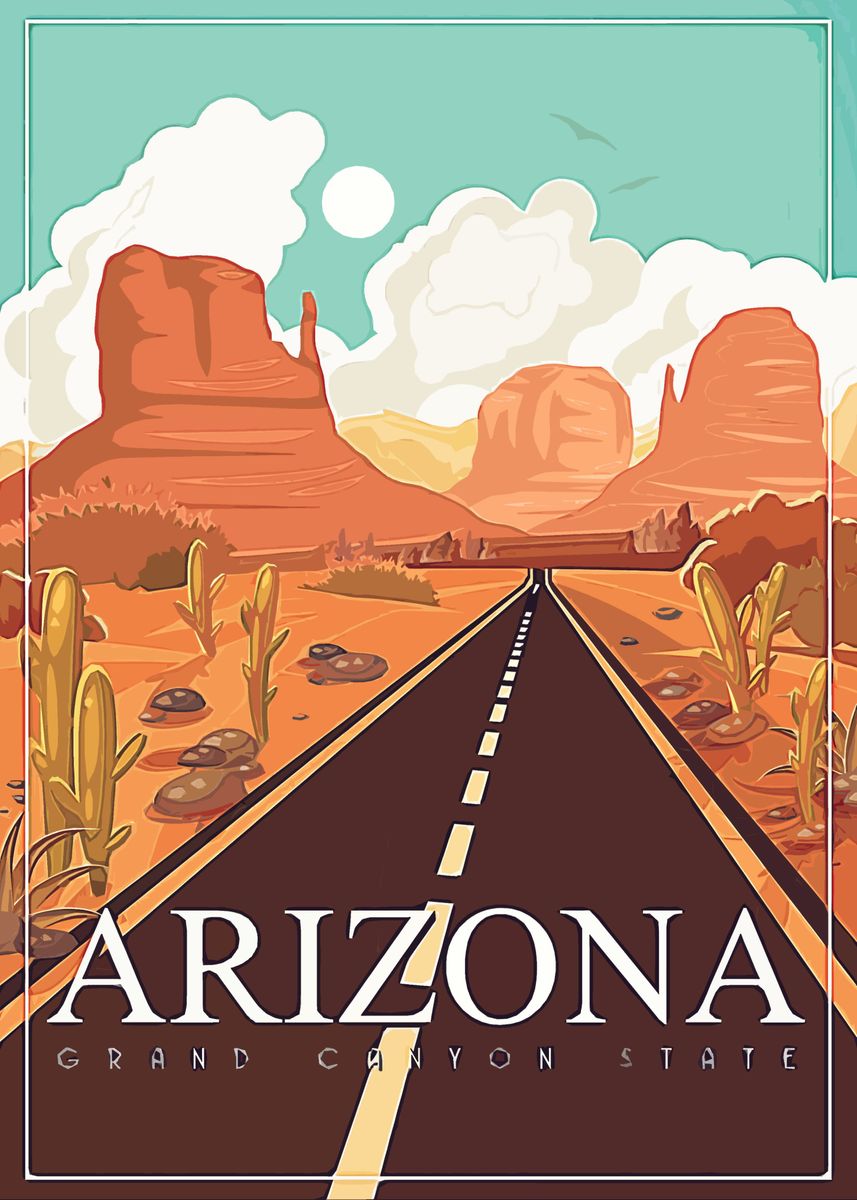 Diamond Painting - Full Round - Retro Poster Arizona (40*60CM)