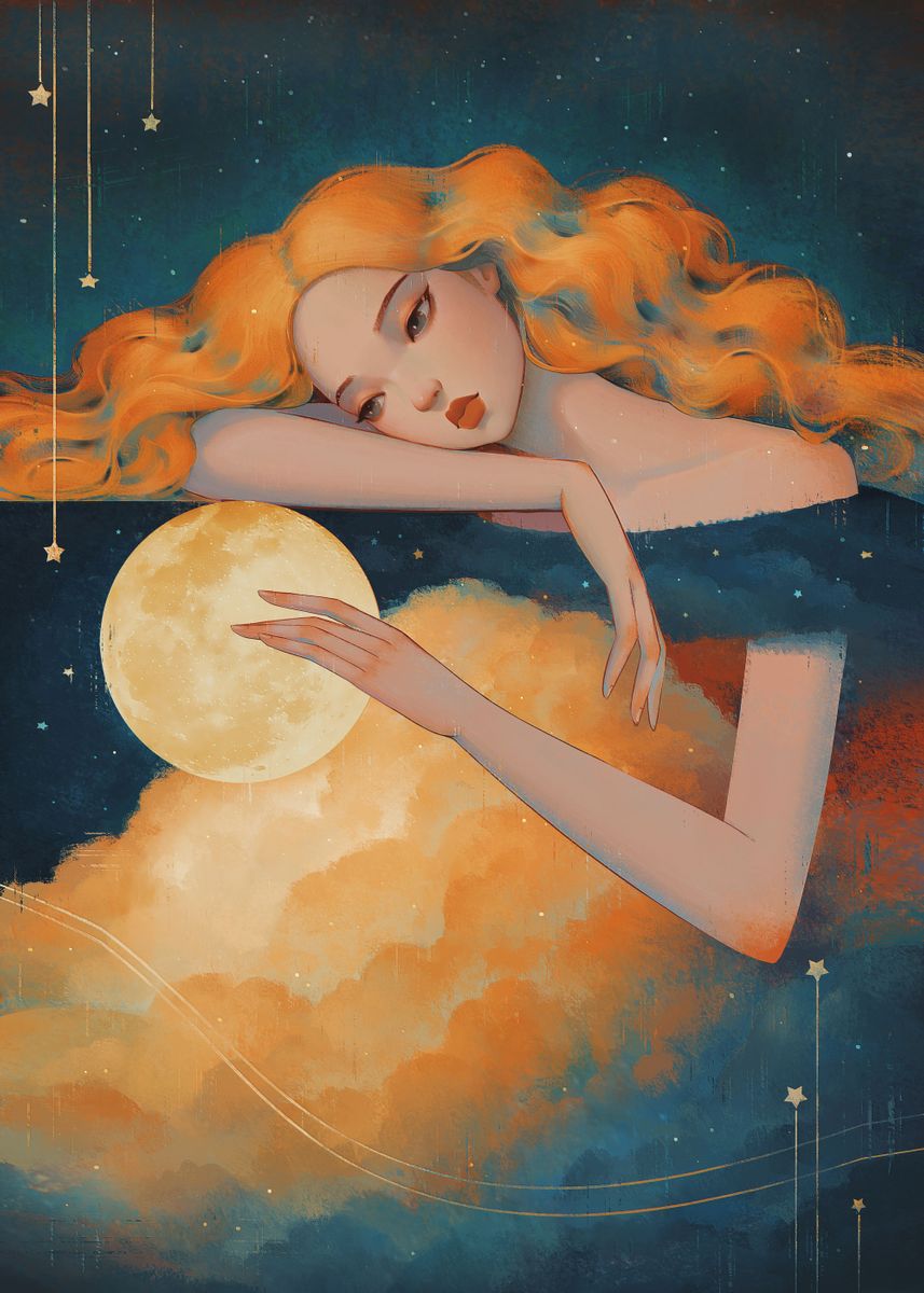 Diamond Painting - Full Round - Moon and Girl (30*40CM)