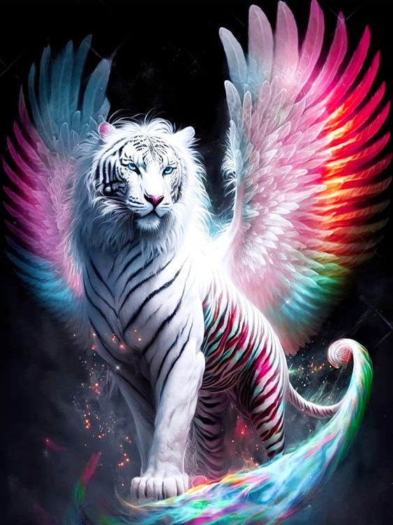 AB Diamond Painting - Full Round - Colorful Wings Tiger (40*50CM)
