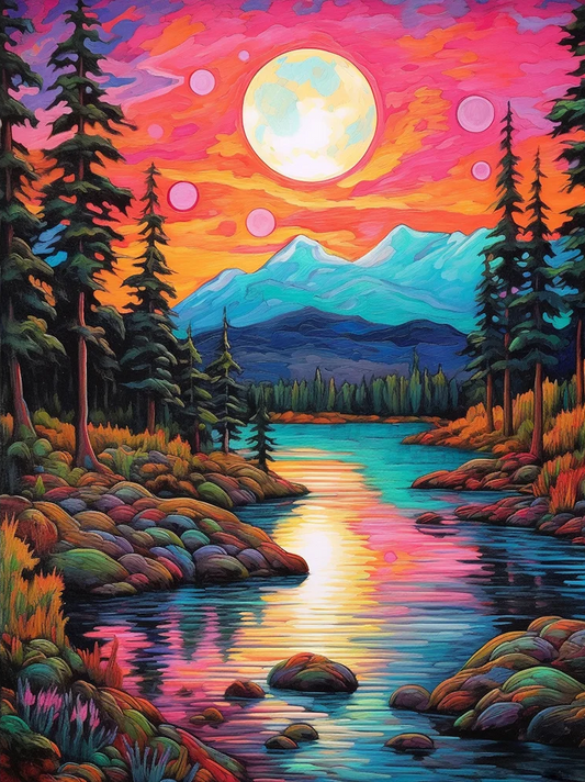 AB Diamond Painting - Full Round - Sunset Scenery (40*50CM)