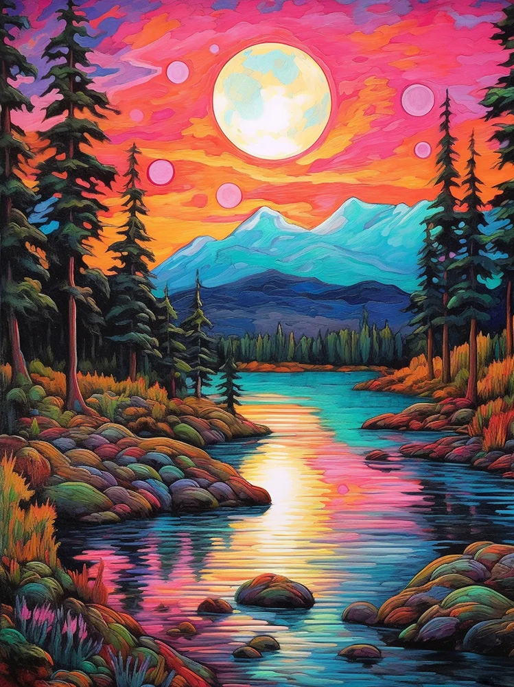 AB Diamond Painting - Full Round - Sunset Scenery (40*50CM)
