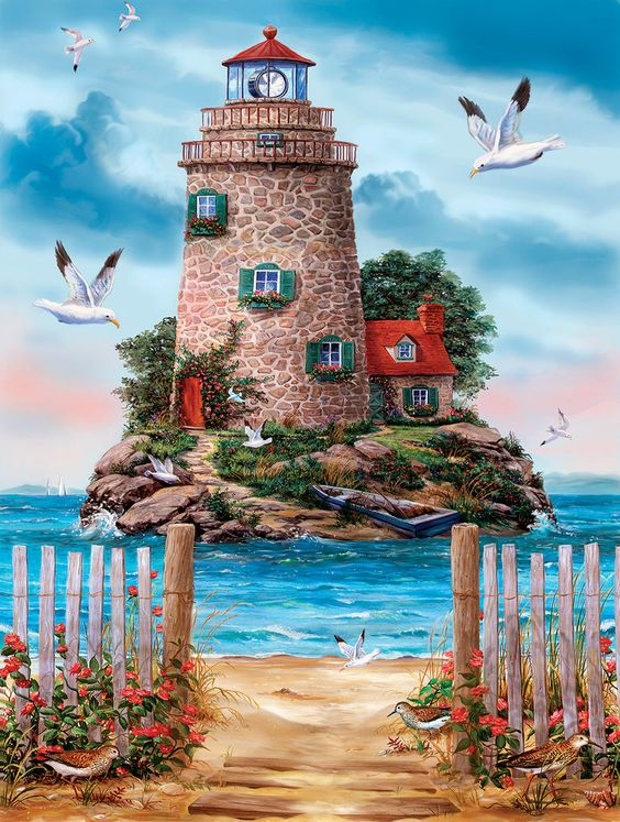 AB Diamond Painting - Full Round - Seaside Lighthouse (40*50CM)