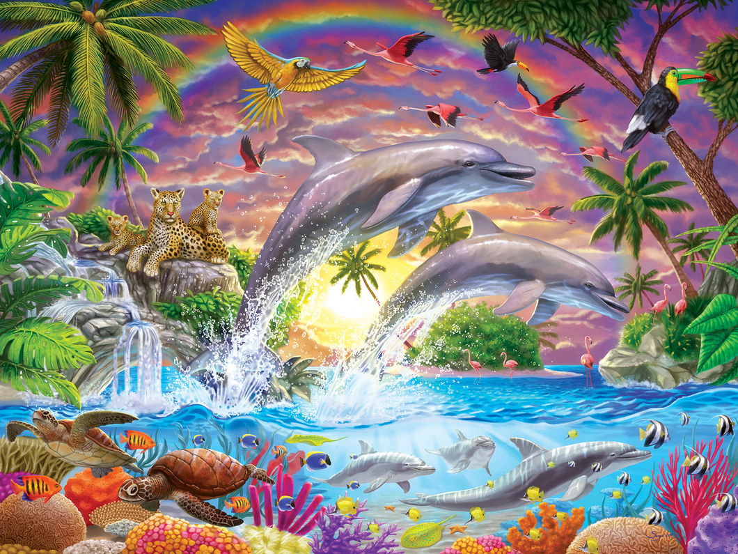 AB Diamond Painting - Full Round - Dolphin and its ocean pals (40*50cm)
