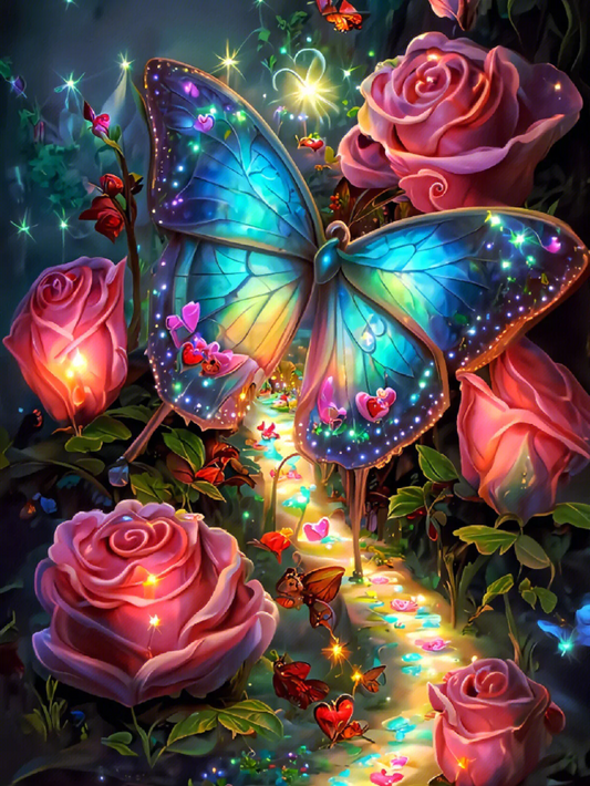 AB Diamond Painting - Full Round - Butterfly Flower (50*65cm)