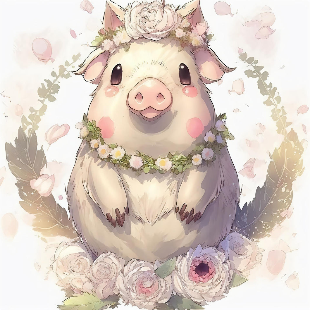 AB Diamond Painting - Full Round - Animal Pig (40*40cm)