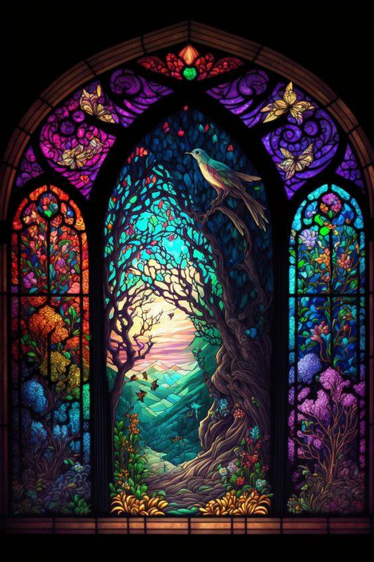 AB Diamond Painting - Full Round - Stained Glass Forest (40*60CM)