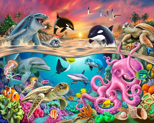 AB Diamond Painting - Full Round - Ocean Family (40*50CM)