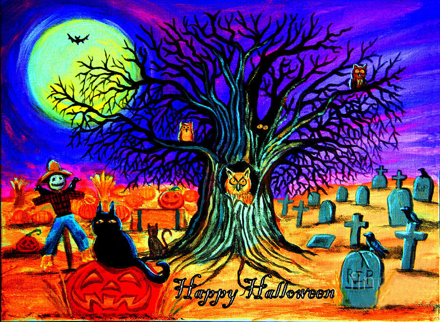 Diamond Painting - Full Round - Halloween pumpkin and cat (40*30CM)