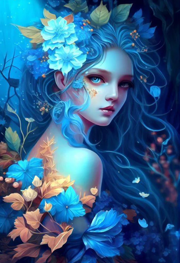 AB Diamond Painting - Full Round - Blue Nature Princess (40*60cm)