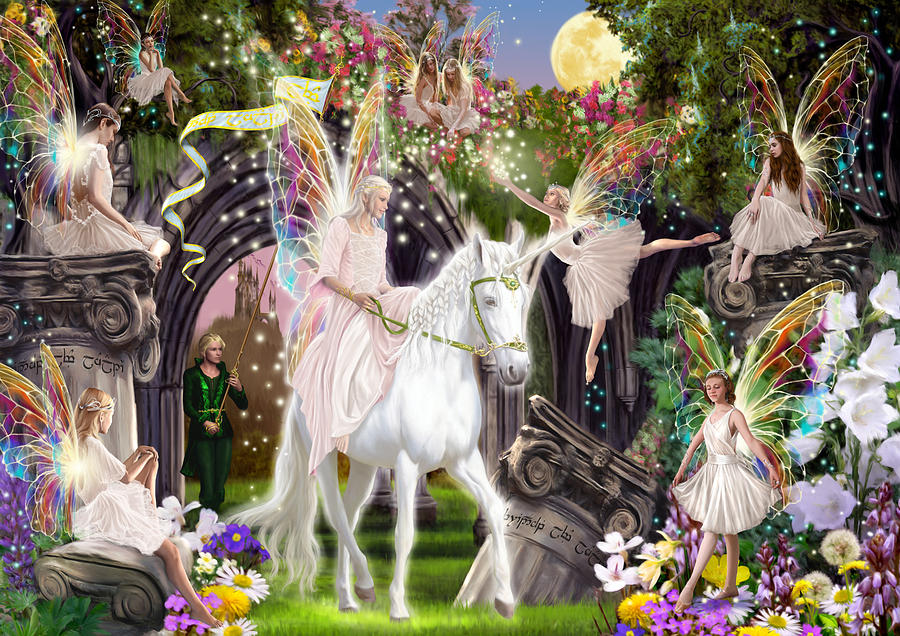 Diamond Painting - Full Round - Fairy Elf and Unicorn (50*30CM)