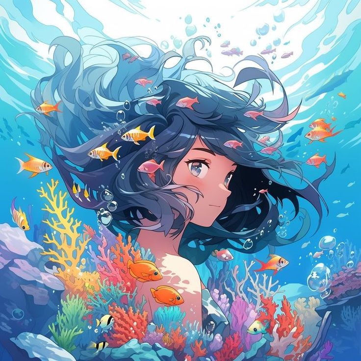 AB Diamond Painting - Full Round - anime goldfish girl (40*40CM)