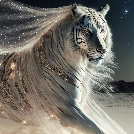 AB Diamond Painting - Full Round - White tiger (40*40cm)
