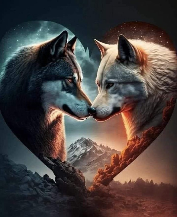 AB Diamond Painting - Full Round - Wolf Heart (40*50CM)
