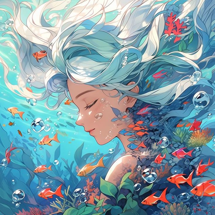 AB Diamond Painting - Full Round - anime goldfish girl (40*40CM)