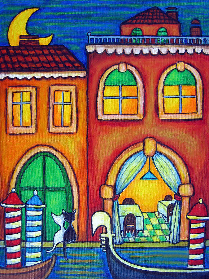 Diamond Painting - Full Round - Building under the moon at night (30*40CM)