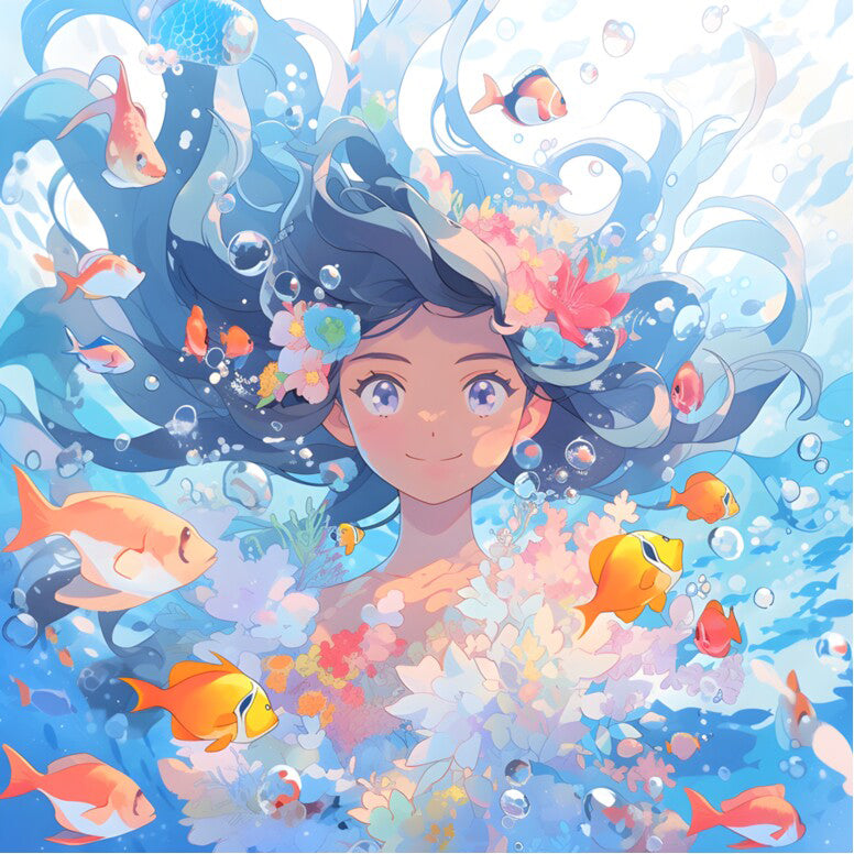 AB Diamond Painting - Full Round - anime goldfish girl (40*40CM)
