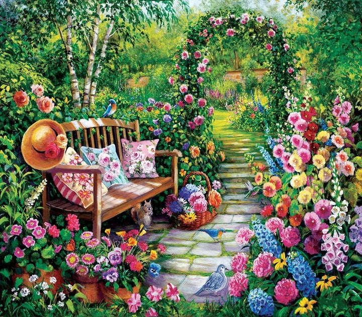 AB Diamond Painting - Full Round - KIM\\\'S GARDEN (40*45CM)