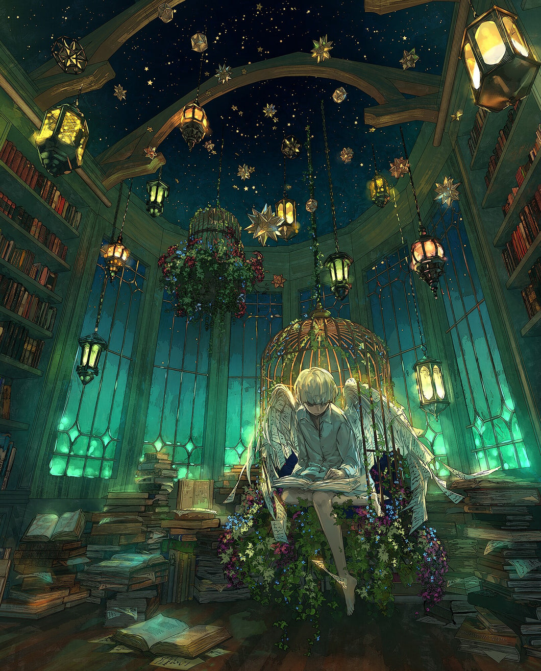AB Diamond Painting - Full Round - Anime Angel in the Cage (40*50CM)
