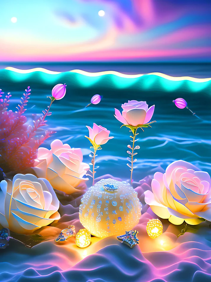 AB Diamond Painting - Full Round - Beach Roses (40*55cm)