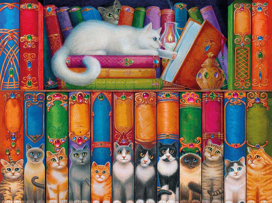 AB Diamond Painting - Full Round - Cat on the Bookshelf (50*70cm)
