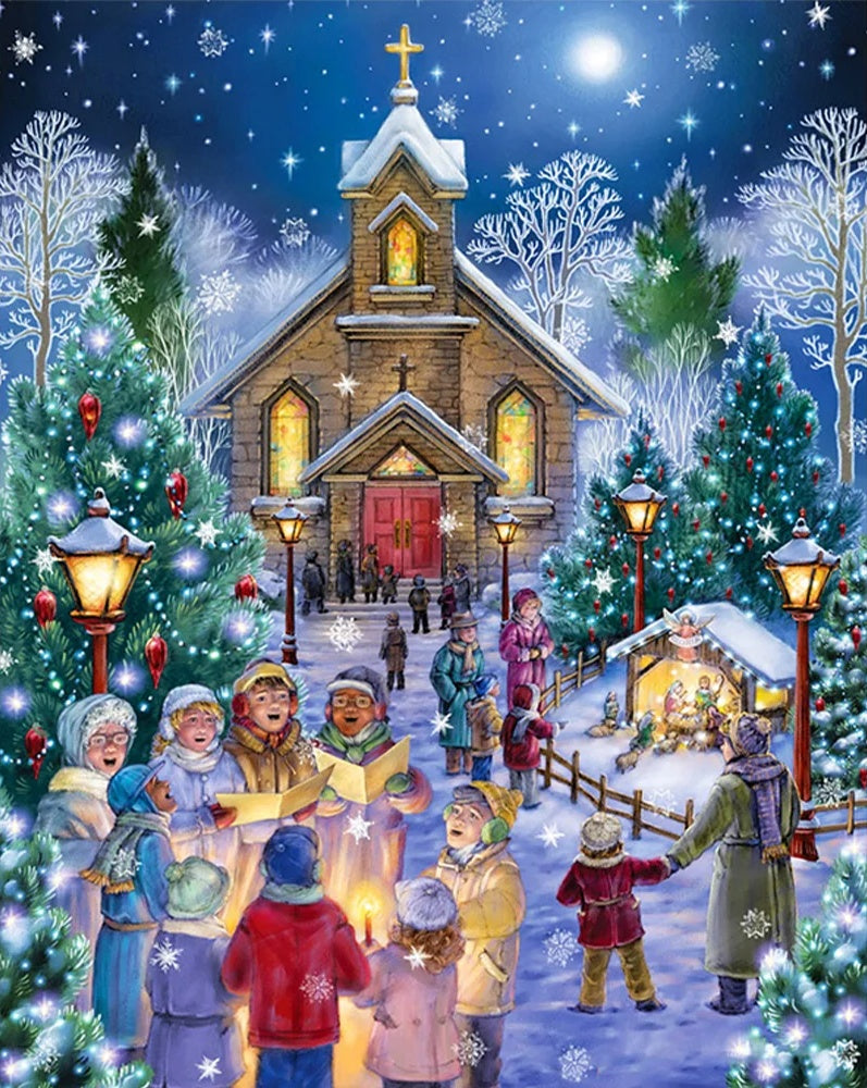 AB Diamond Painting - Full Round - Christmas Church (40*50cm)