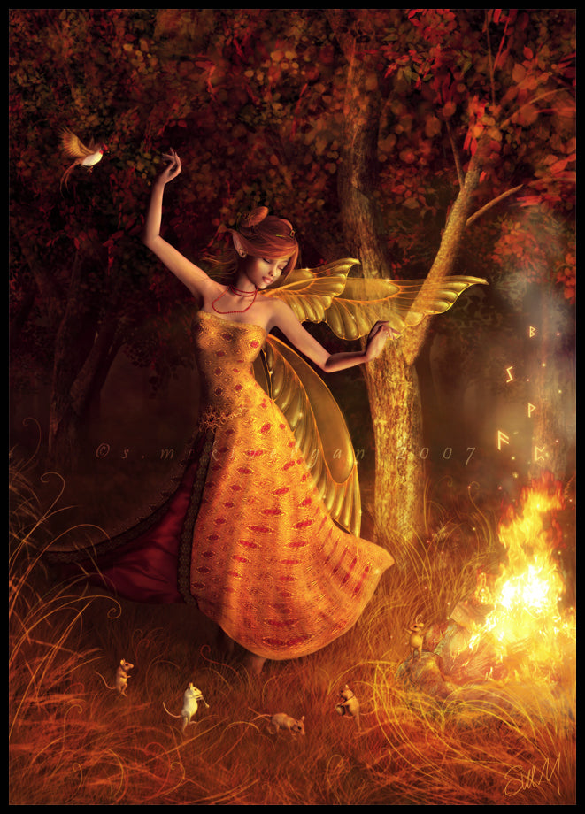 Diamond Painting - Full Round - Fairy elf fire angel girl (40*60CM)