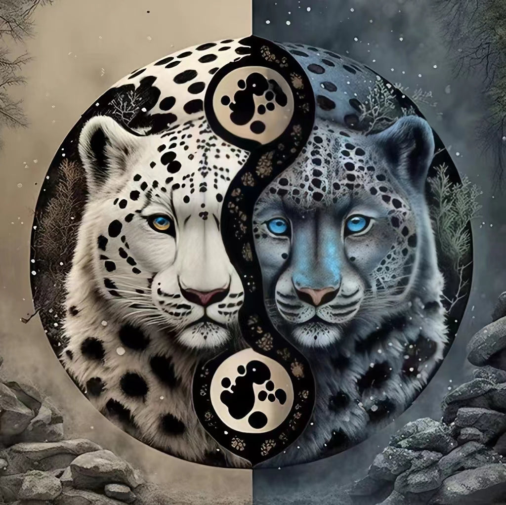 AB Diamond Painting - Full Round - Gray and white double leopard (40*40cm)