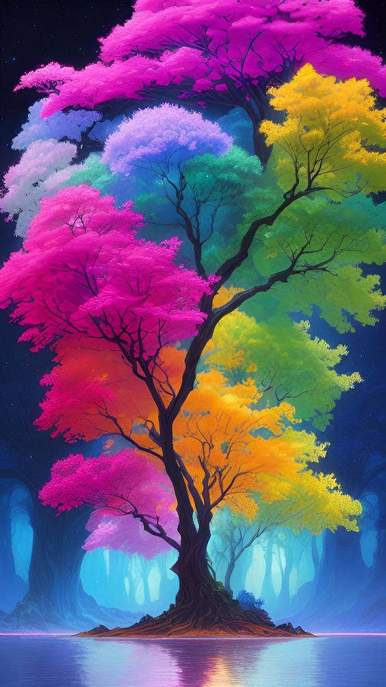 AB Diamond Painting - Full Round - Colorful Tree (40*70CM)