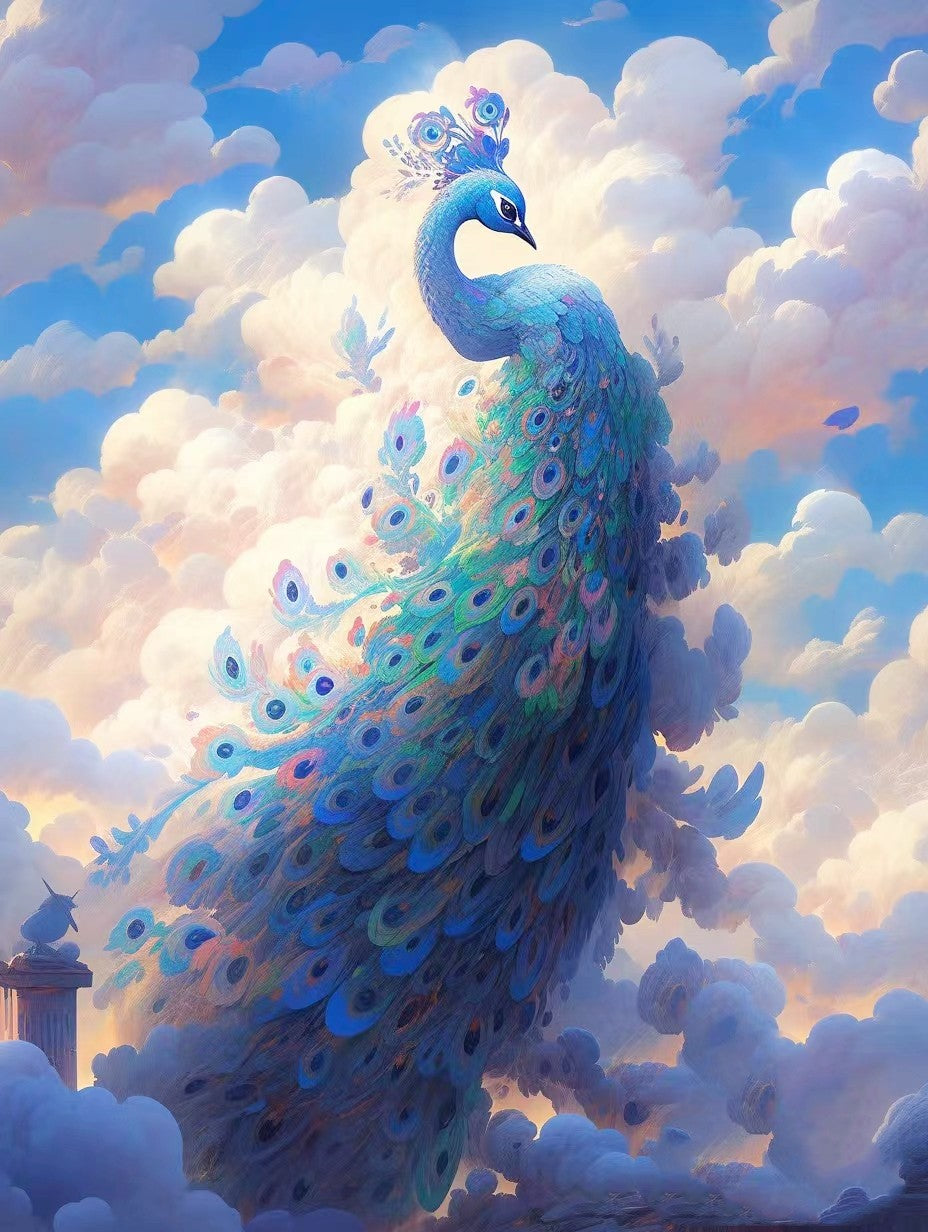 AB Diamond Painting - Full Round - Peacock In The Cloud (40*50CM)