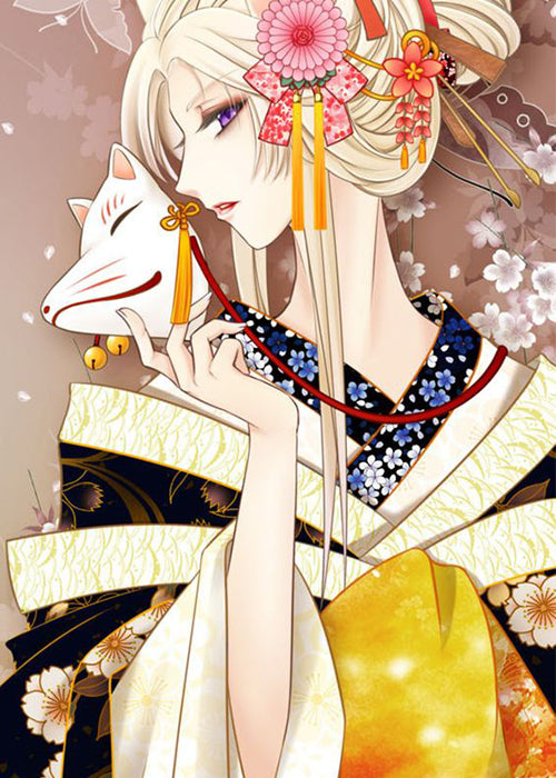 Diamond Painting - Full Round - Anime Girl Fox Mask (30*40CM)